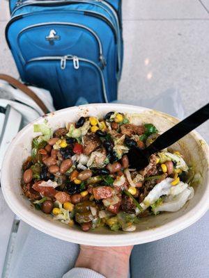 Healthy chicken bowl - $11.95 ... it's airport food y'all. Not great but not bad.