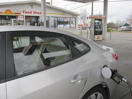 Bob fills the tank up.  Or, he at least watches as the car gets filled.