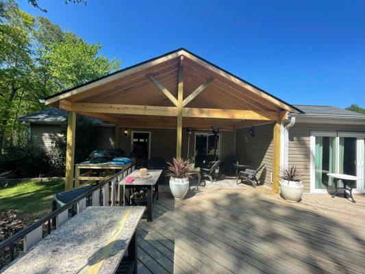 Extended a cover over porch on home