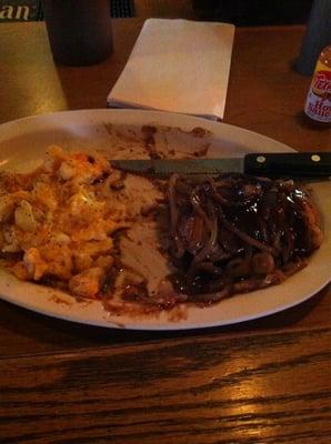 Steak and Mac. Soooo good. The man knows how to cook.