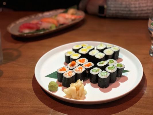 Oshinko, cucumber, asparagus and yamagobo rolls