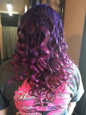 Purple ombré fading into the pink. Cut and styled! Done by Ashley Musser