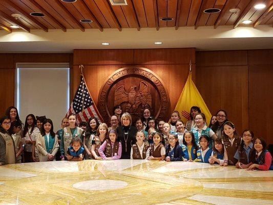 New Mexico Governor Michelle Lujan Grisham with Girl Scouts