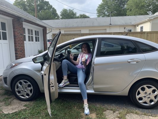 My middle child after her last class and license road test with Ms Martin!