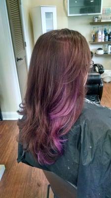 Went in for purple peekaboo highlights and got the best color, cut, style, and experience I've ever had at a salon!