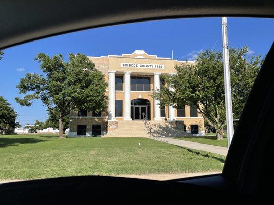 Briscoe County, TX courthouse in Silverton, TX on 7 July 2021.  Courthouse built in 1922.