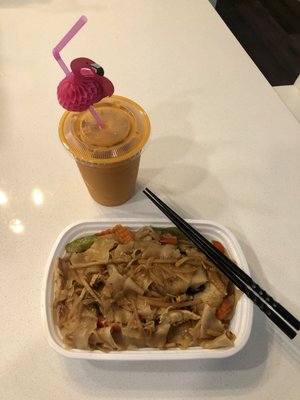 Thai Iced Tea & Pad Kee Mao with Chicken (Drunken Noodles)