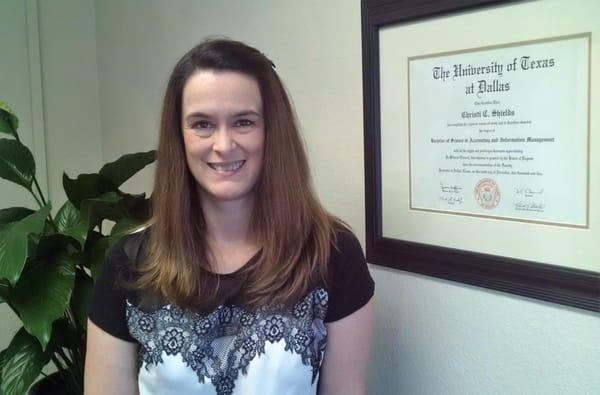 Christi S., partner & an income tax specialist, holds her Enrolled Agents certificate from the IRS & an Accounting degree from UT Dallas