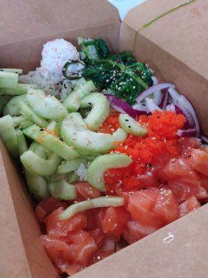 Poki bowl with salmon. Yum