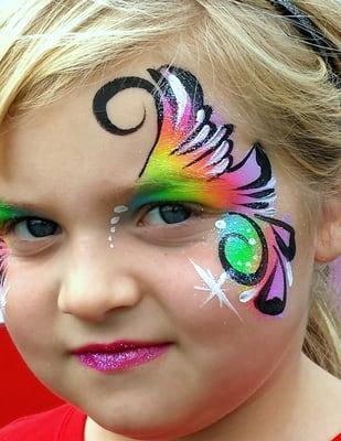 rainbow eye design face painting CT