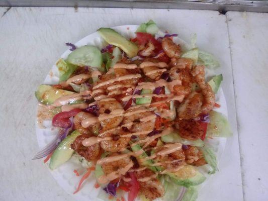 Salad shrimp ranch chipotle dressing