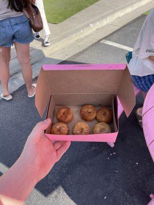 Cinnamon sugar donut and vanilla glaze with cardamom sugar