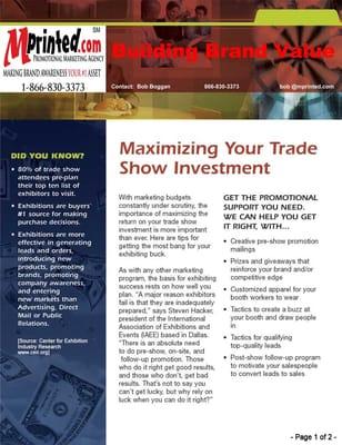 Tradeshow Investment Page 1 of 2