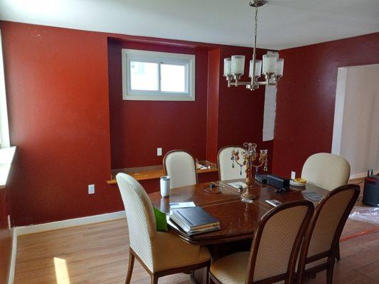 The before picture of a dining room I painted for a home owner