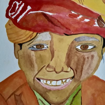 Boy from India by Gail Cavanaugh 9" x 12" watercolor