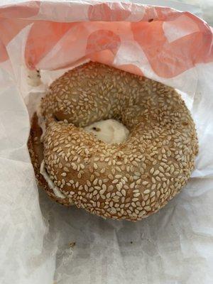 Sesame Bagel With Cream Cheese