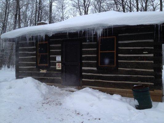 One of the larger rustic cabins with a pit toilet.