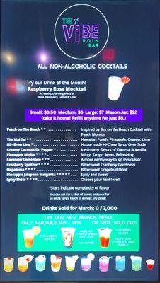 Drink Options and Pricing