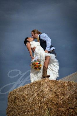 Hay stack wedding picture.