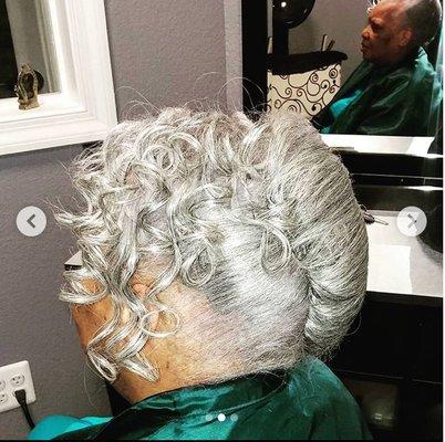 Silver French roll and curls