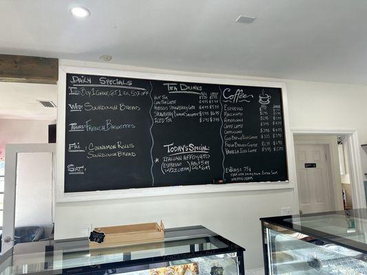 Menu and Specials! Italian Coffee sourced from Italy served here :)