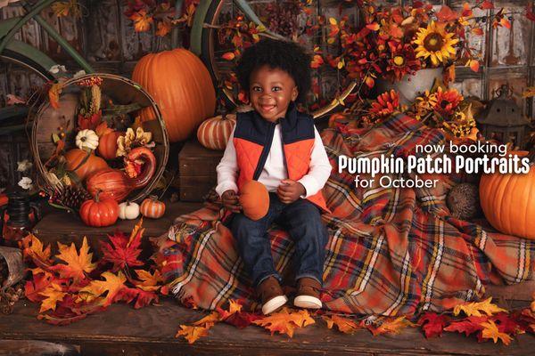 Now booking Pumpkin Patch Portraits for October, book online, see samples, and get more information at www.mattandsheaphotography.com