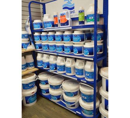 Full line of pool and spa chemicals including BIOGUARD products