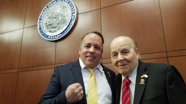 With legendary attorney and boxing hall of famer Herb Santos, Sr. at the Nevada Legislature where he received a Legislative Proclamation.