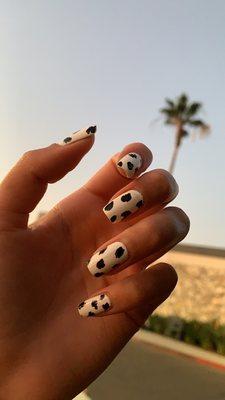 cow print nail design