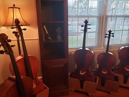 Cellos hanging out awaiting the next masterpiece!