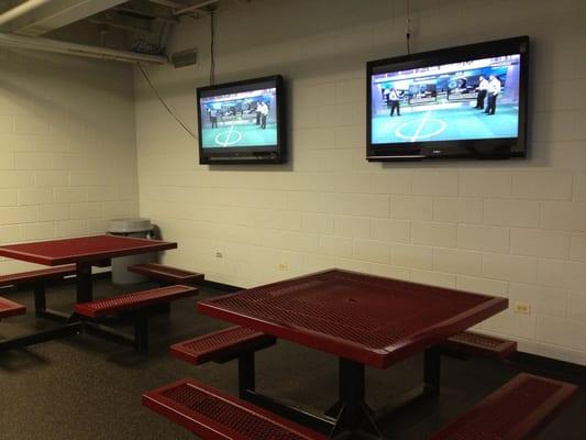 Flat screens in the concession area