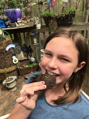 A friend enjoying some delicious Applewood flavored Jerky!