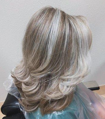 Balayage haircut and  blower