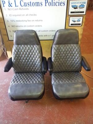 Seats after,covered with smoke leather,diamond stitching