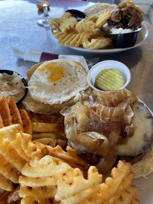 (2) Impossible Burgers with select toppings, side of spuds w/cheese sauce