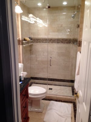 Here is an example of Steve's design, one of my clients wanted to remove the bathroom and install a shower all in marble