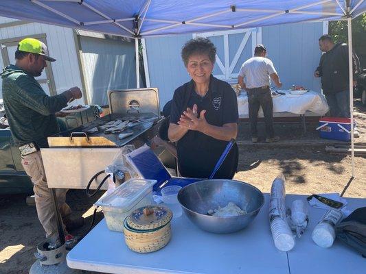 Ralphs catering cooking for the crew who laid cement at my house this morning. Such a good business and family.