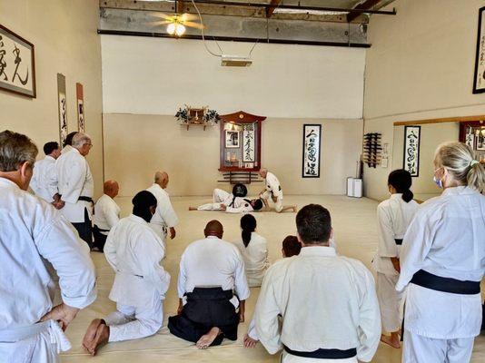 Roy Goldberg Sensei performing Daito Ryu Aiki Jujutsu technique with uke Charlie Siegel