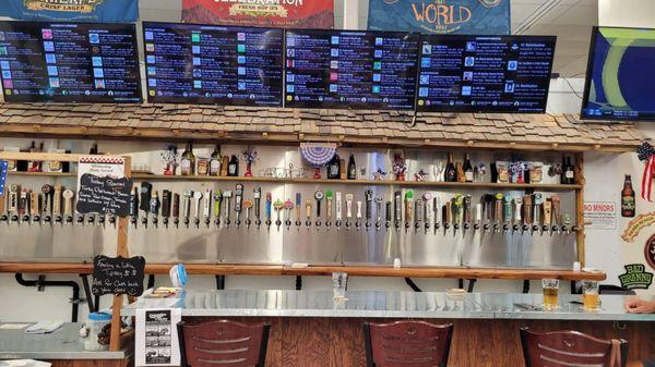 60 craft beers on tap and plenty of seating.