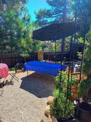 Massage setup in the backyard