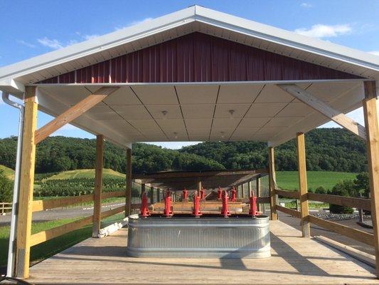 Specialty Pavilion - Post Frame Triply Ceiling Install