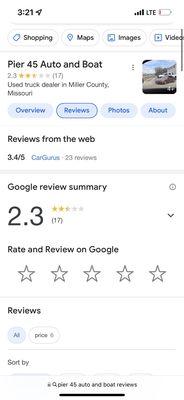 Rating from google