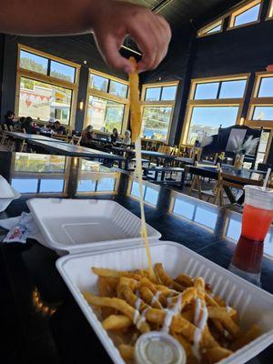 Cheese fries. Blue Beach Burger