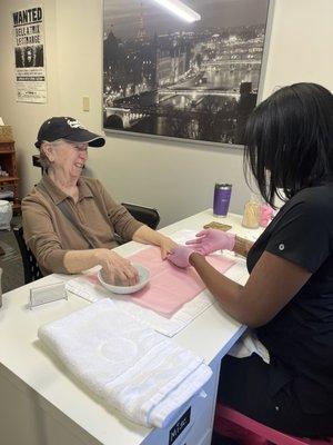 Manicure for my mom with Gigi. Relaxing and so fun for my mom.