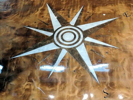 Rum Colored Metallic Epoxy with Compass Rose