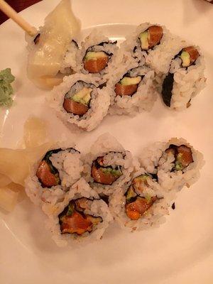 Salmon and spicy salmon rolls, were loose but delicious