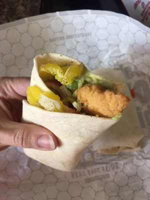 Crispy chicken snack wrap; freshly made and super delicious!