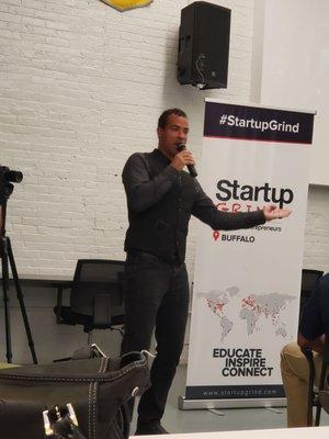 M&T Bank's Chief Diversity Officer speaking at the Startup Grind event, 2019