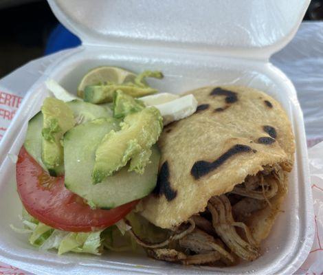 Chicken Gordita to go! Delicious! Well spiced meat was very tasty.