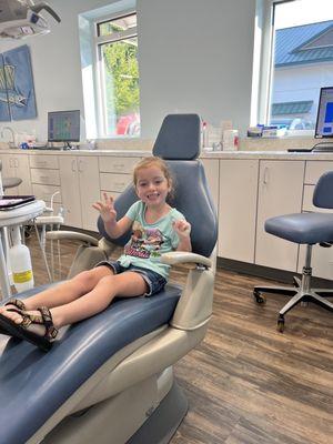 My daughter waiting on the dentist. The put Barbie on the tv for her to watch. She always comfortable and never cries